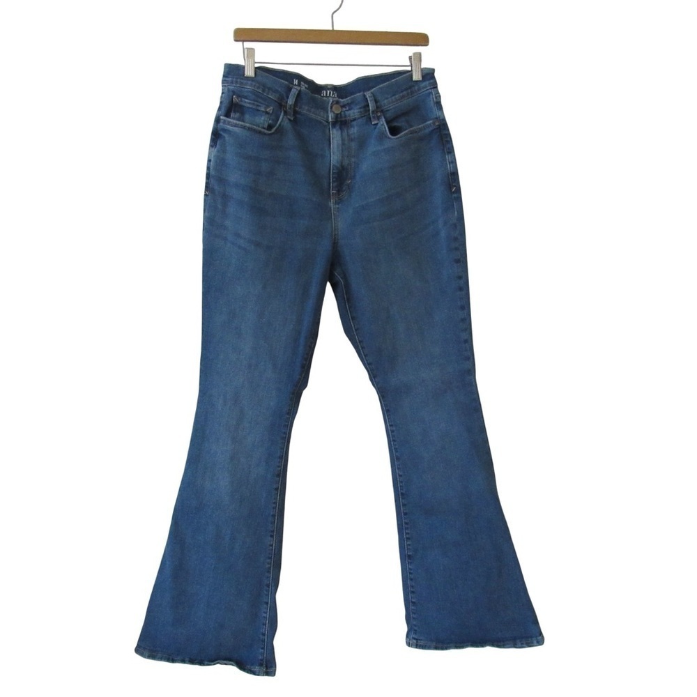 Ana Womens High Rise Flare Jeans 14 Medium Wash Stretch Denim Boho Western